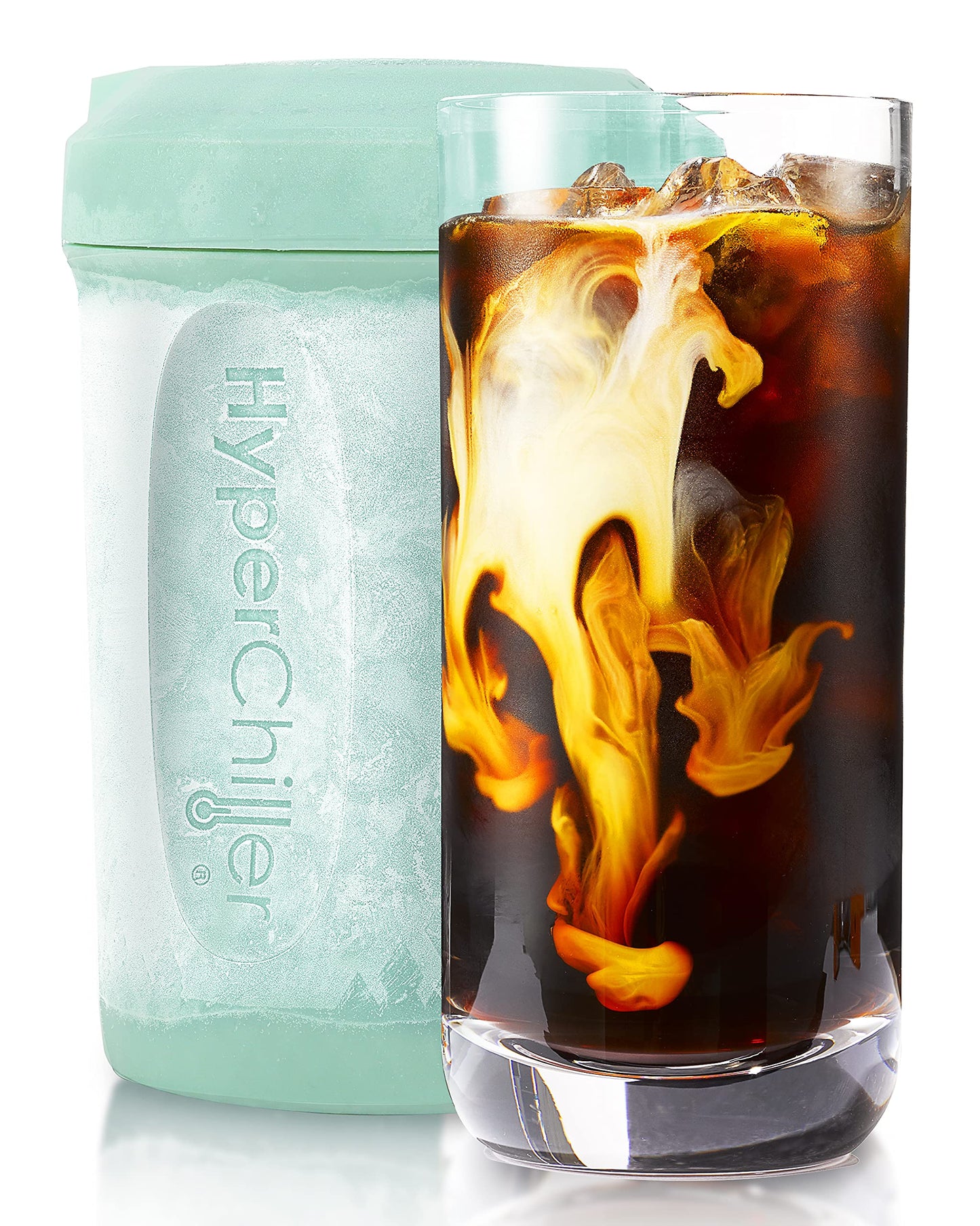 [🛍️More affordable]❄️HyperChiller HC2M Patented Iced Coffee/Beverage Cooler🧊, NEW, IMPROVED,STRONGER AND MORE DURABLE! Ready in One Minute, Reusable for Iced Tea, Wine, Spirits, Alcohol, Juice, 12.5 Oz, Mint Blue