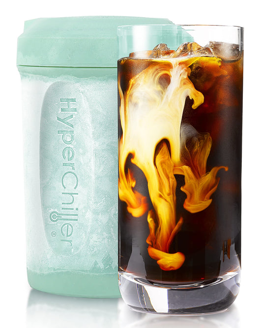 [🛍️More affordable]❄️HyperChiller HC2M Patented Iced Coffee/Beverage Cooler🧊, NEW, IMPROVED,STRONGER AND MORE DURABLE! Ready in One Minute, Reusable for Iced Tea, Wine, Spirits, Alcohol, Juice, 12.5 Oz, Mint Blue