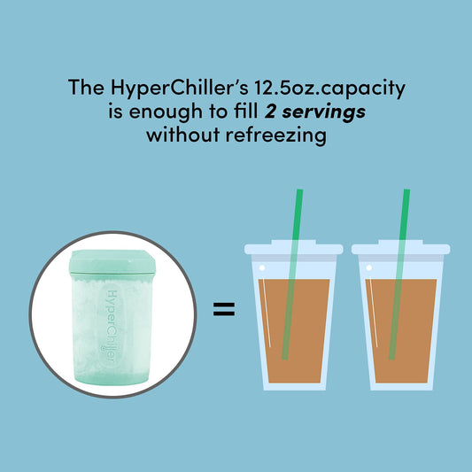 [🛍️More affordable]❄️HyperChiller HC2M Patented Iced Coffee/Beverage Cooler🧊, NEW, IMPROVED,STRONGER AND MORE DURABLE! Ready in One Minute, Reusable for Iced Tea, Wine, Spirits, Alcohol, Juice, 12.5 Oz, Mint Blue